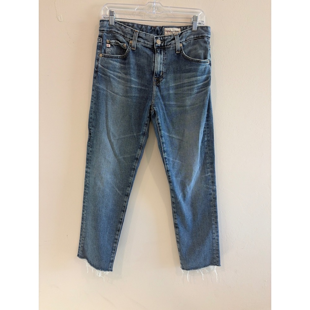 AG Adriano Goldschmied AG-ED Denim Straight Leg Raw Hem Jeans Blue Wash 27